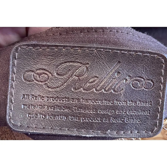 Relic Paisley Brown Leather Embossed Purse With Braided Strap & Magnetic Closure - Picture 11 of 11